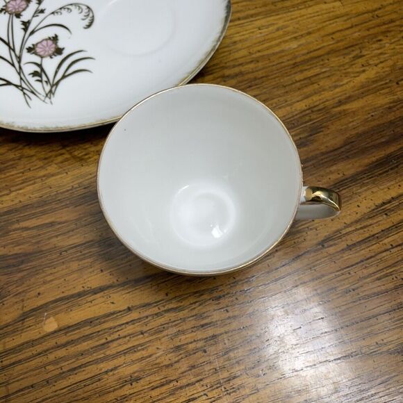 Napco 1962 Autumn Flower Snack Set Plate Teacup Luncheon Hand Painted Vintage - Picture 5 of 7